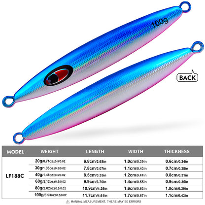 PROBEROS LF188 Saltwater Slow Pitch Jigging Lure Metal Jig 20g-100g