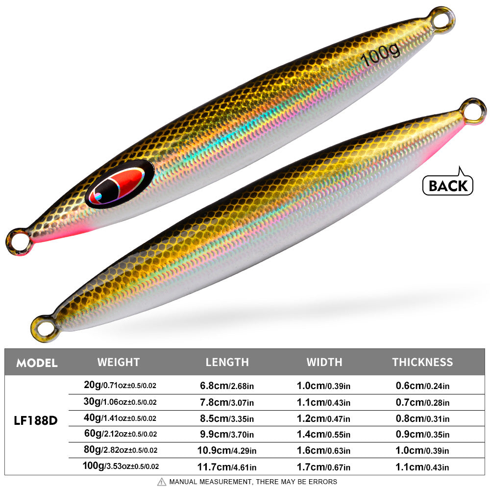 PROBEROS LF188 Saltwater Slow Pitch Jigging Lure Metal Jig 20g-100g