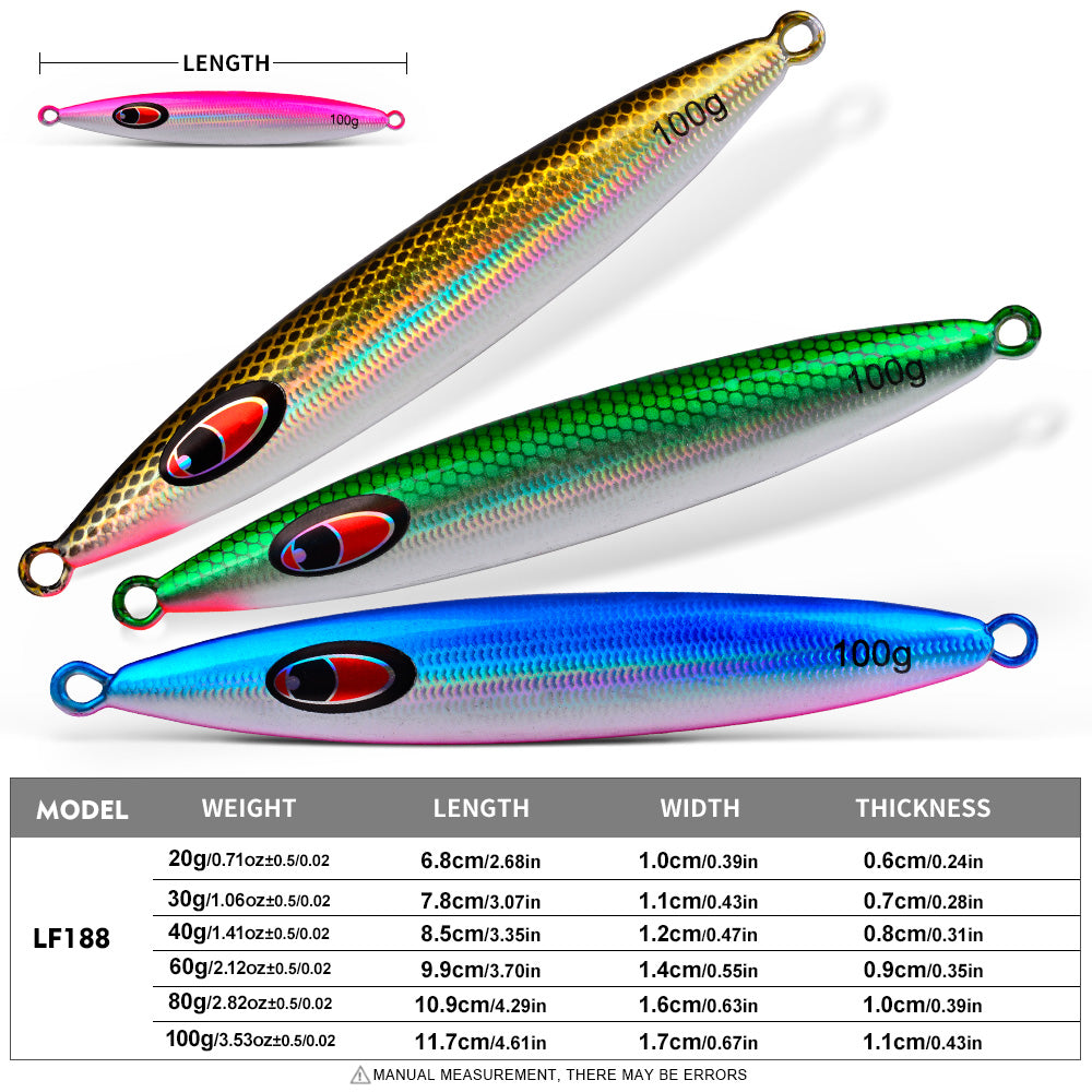 PROBEROS LF188 Saltwater Slow Pitch Jigging Lure Metal Jig 20g-100g