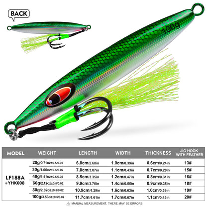 PROBEROS LF188 Saltwater Slow Pitch Jigging Lure Metal Jig 20g-100g