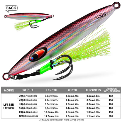 PROBEROS LF188 Saltwater Slow Pitch Jigging Lure Metal Jig 20g-100g