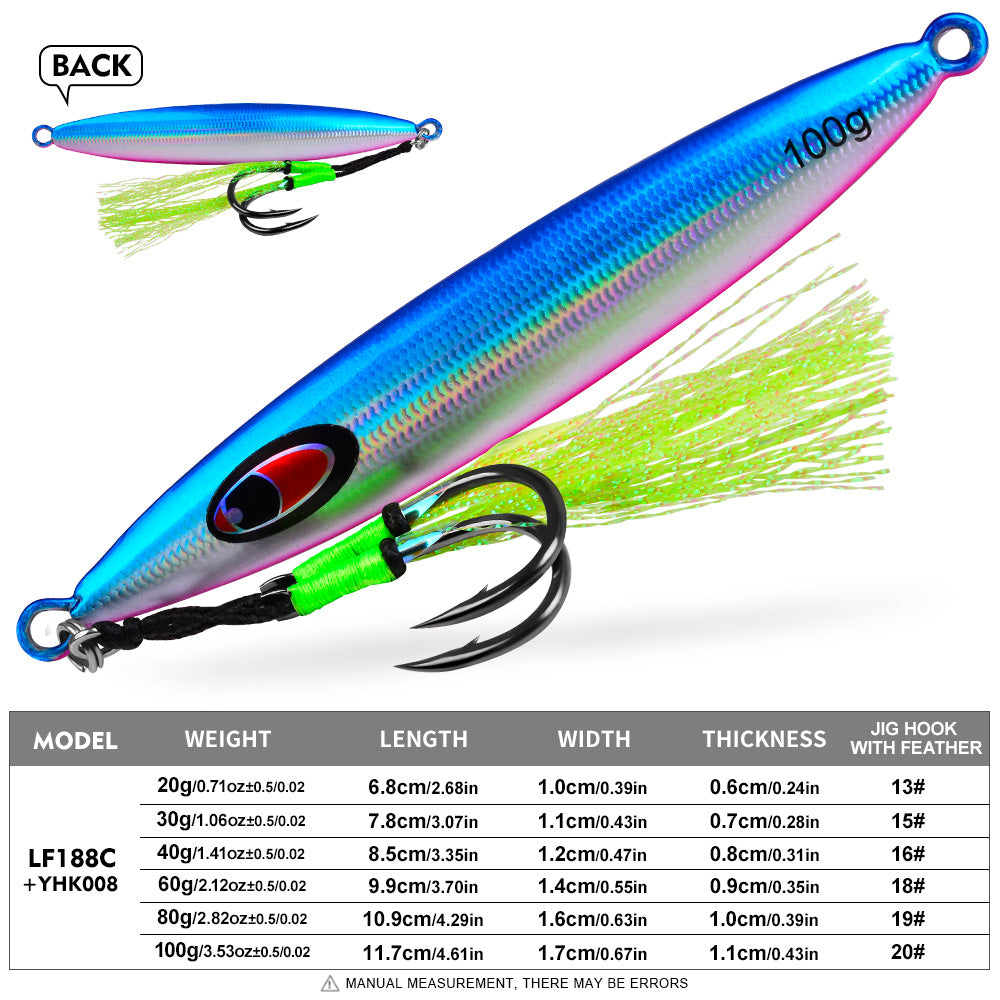 PROBEROS LF188 Saltwater Slow Pitch Jigging Lure Metal Jig 20g-100g