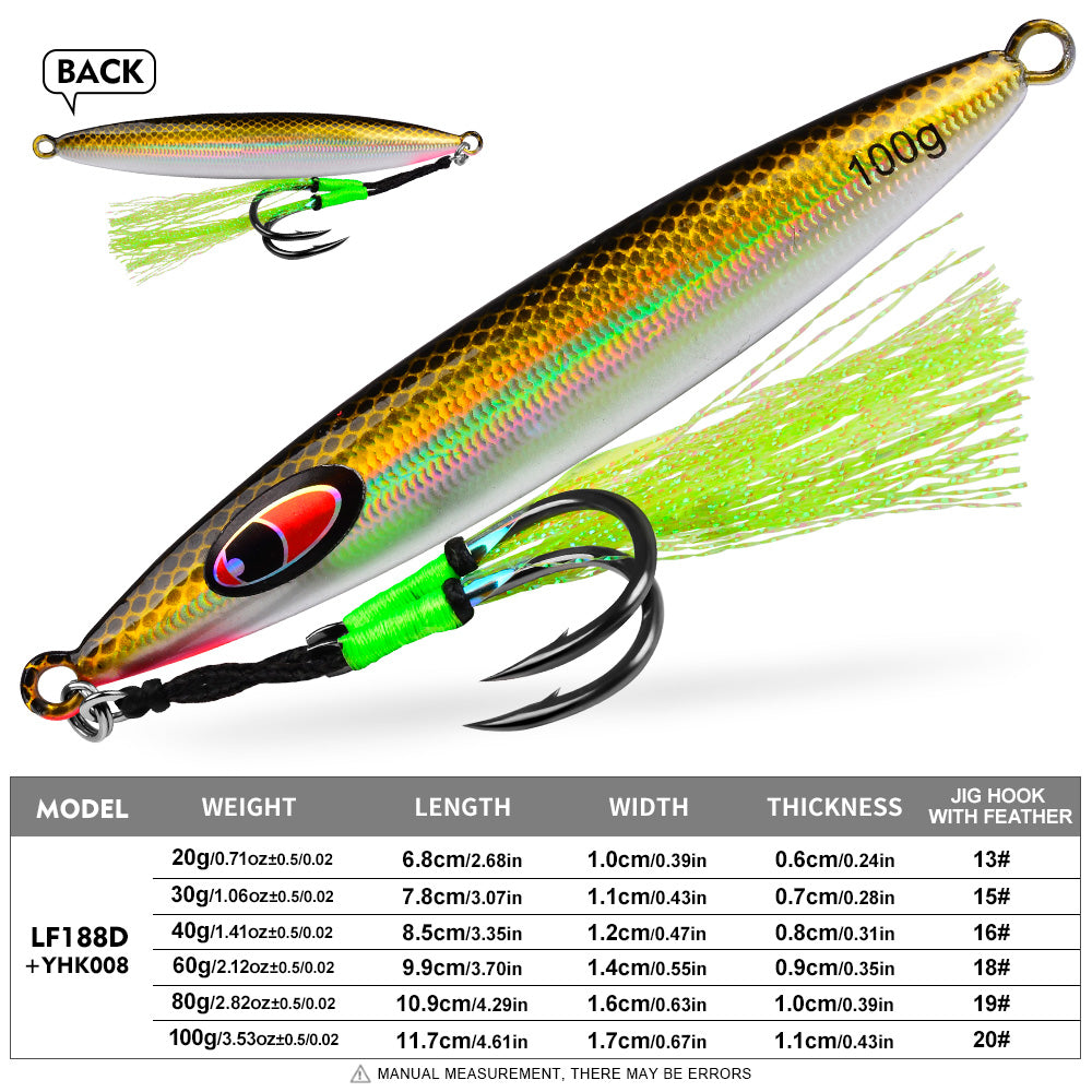 PROBEROS LF188 Saltwater Slow Pitch Jigging Lure Metal Jig 20g-100g