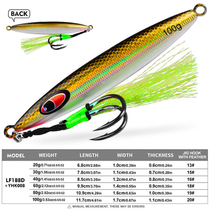PROBEROS LF188 Saltwater Slow Pitch Jigging Lure Metal Jig 20g-100g