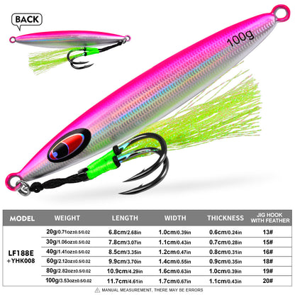 PROBEROS LF188 Saltwater Slow Pitch Jigging Lure Metal Jig 20g-100g