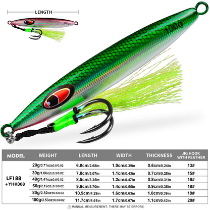 PROBEROS LF188 Saltwater Slow Pitch Jigging Lure Metal Jig 20g-100g