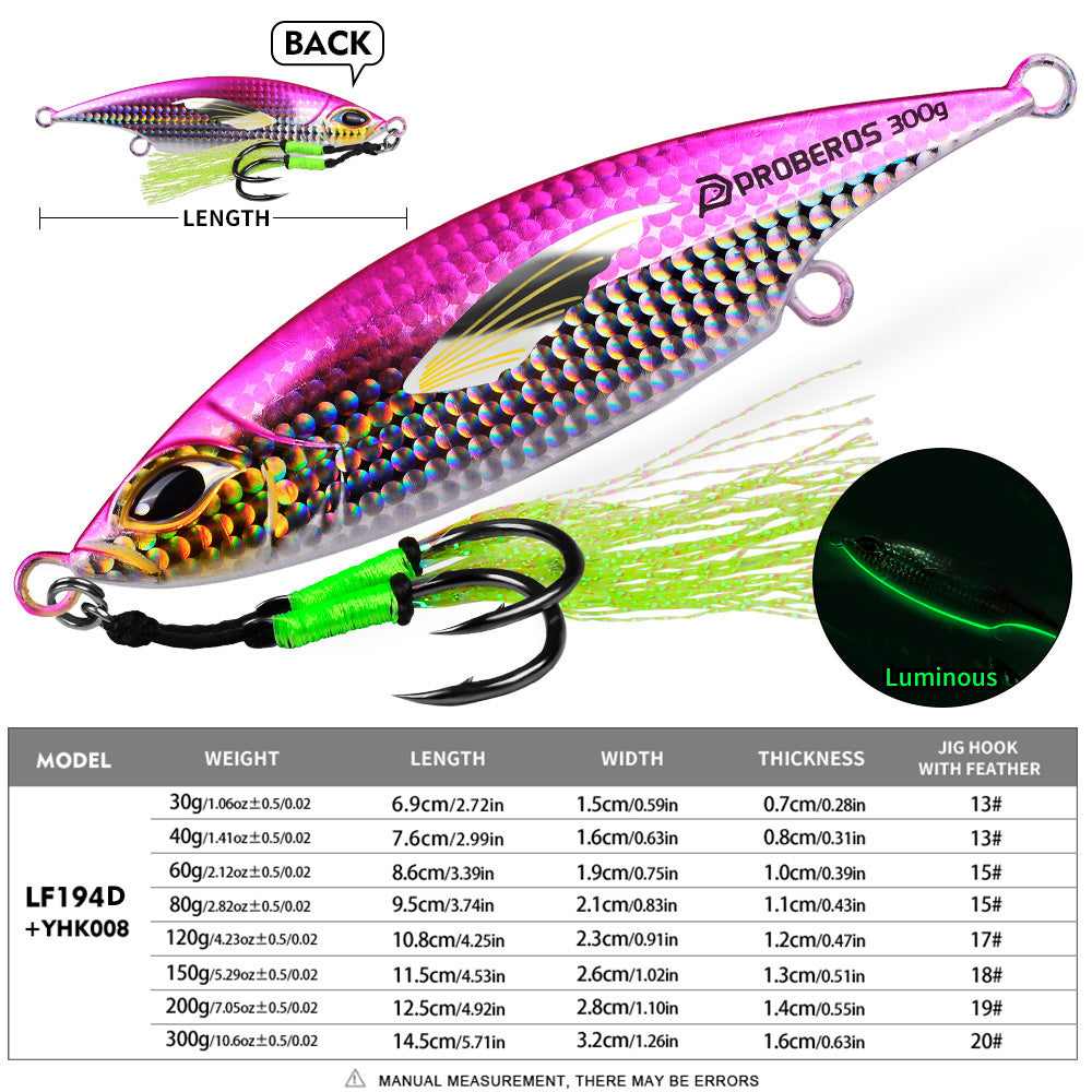 PROBEROS LF194 Saltwater Slow Pitch Jigging Lure | Metal Jig