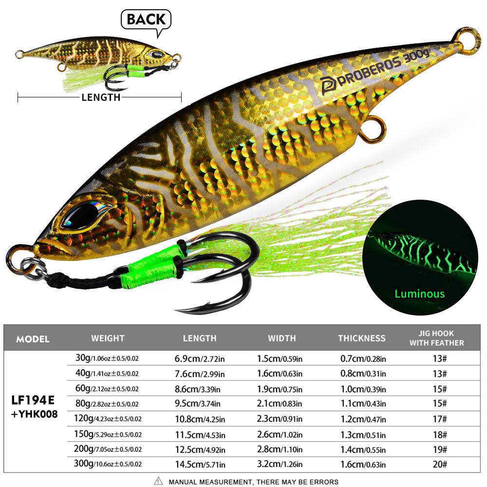 PROBEROS LF194 Saltwater Slow Pitch Jigging Lure | Metal Jig