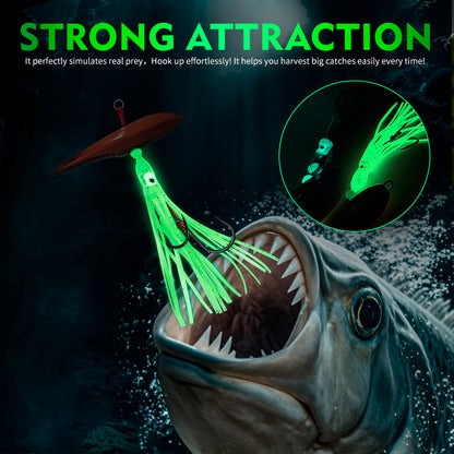 Strong attraction deep sea saltwater jigging lure with pulsating silicone skirt