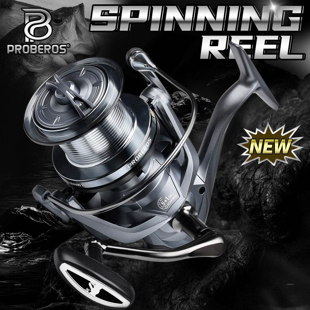 PROBEROS® 5+1BB ball bearings 18Kg/39.7LB maximum power stainless steel bearings drive system 4.8:1 rotary fishing spinning reel - Proberos