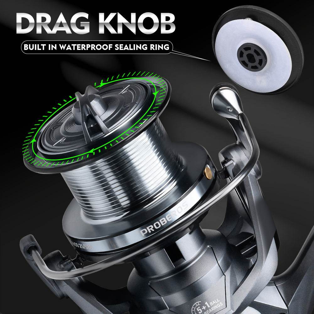 PROBEROS® 5+1BB ball bearings 18Kg/39.7LB maximum power stainless steel bearings drive system 4.8:1 rotary fishing spinning reel - Proberos