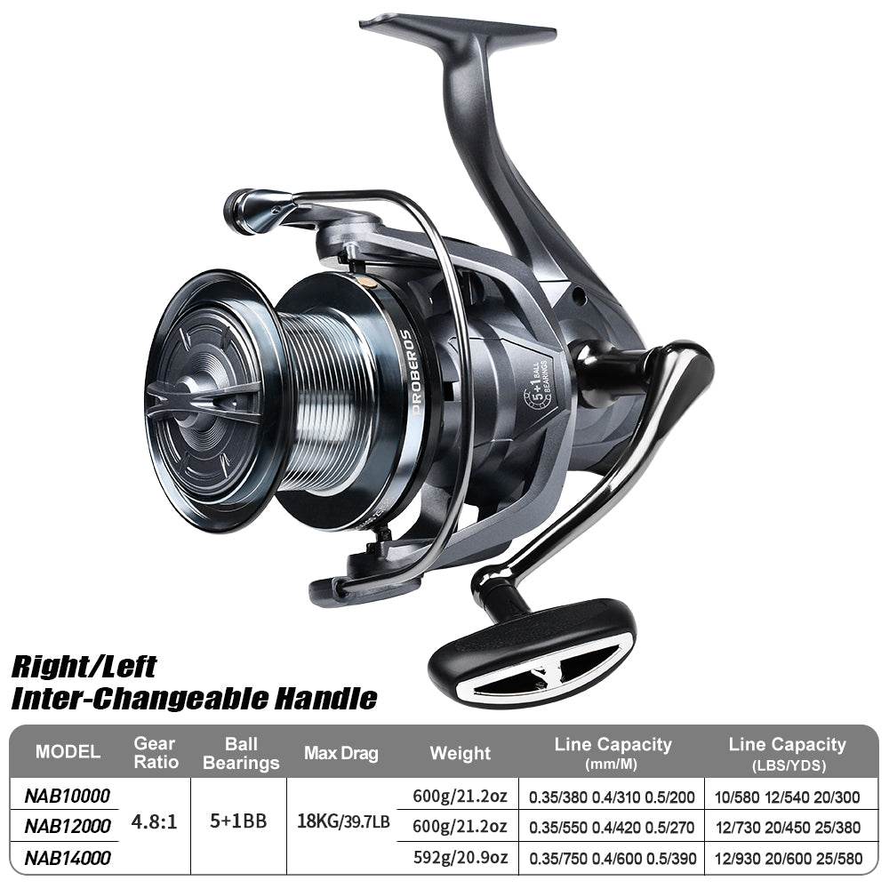 PROBEROS® 5+1BB ball bearings 18Kg/39.7LB maximum power stainless steel bearings drive system 4.8:1 rotary fishing spinning reel - Proberos