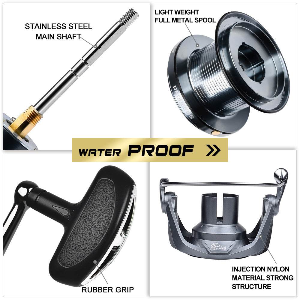 PROBEROS® 5+1BB ball bearings 18Kg/39.7LB maximum power stainless steel bearings drive system 4.8:1 rotary fishing spinning reel - Proberos