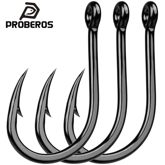 PROBEROS 20PCS Saltwater Fishing Hooks 1/0#-10/0# Anti-rusty Single hook Tin Color Fishhooks&nbsp; High Carbon Steel Strength