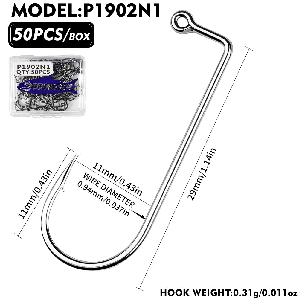PROBEROS P1902 90 Degree Aberdeen Jig Hooks High Carbon Steel