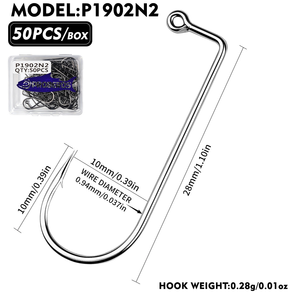PROBEROS P1902 90 Degree Aberdeen Jig Hooks High Carbon Steel