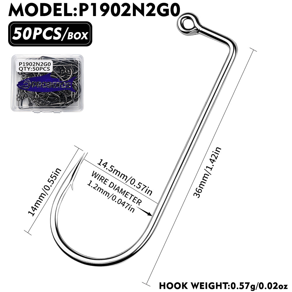 PROBEROS P1902 90 Degree Aberdeen Jig Hooks High Carbon Steel
