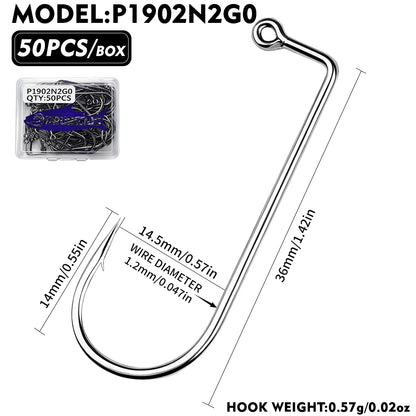 PROBEROS P1902 90 Degree Aberdeen Jig Hooks High Carbon Steel