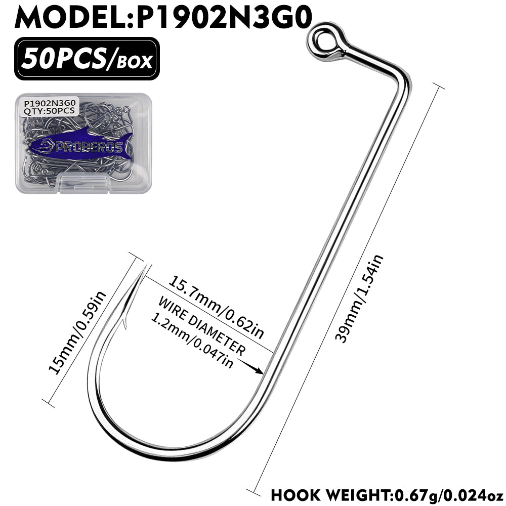 PROBEROS P1902 90 Degree Aberdeen Jig Hooks High Carbon Steel