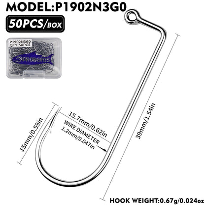 PROBEROS P1902 90 Degree Aberdeen Jig Hooks High Carbon Steel