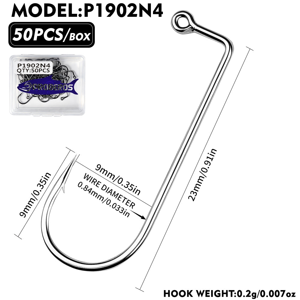 PROBEROS P1902 90 Degree Aberdeen Jig Hooks High Carbon Steel