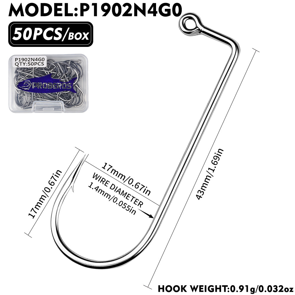 PROBEROS P1902 90 Degree Aberdeen Jig Hooks High Carbon Steel