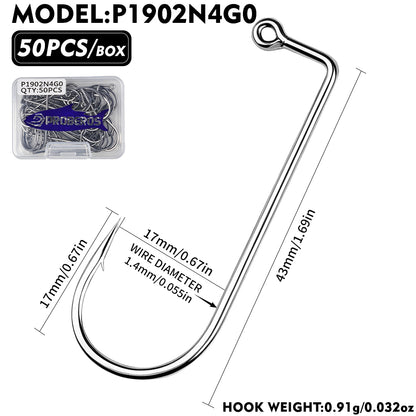 PROBEROS P1902 90 Degree Aberdeen Jig Hooks High Carbon Steel