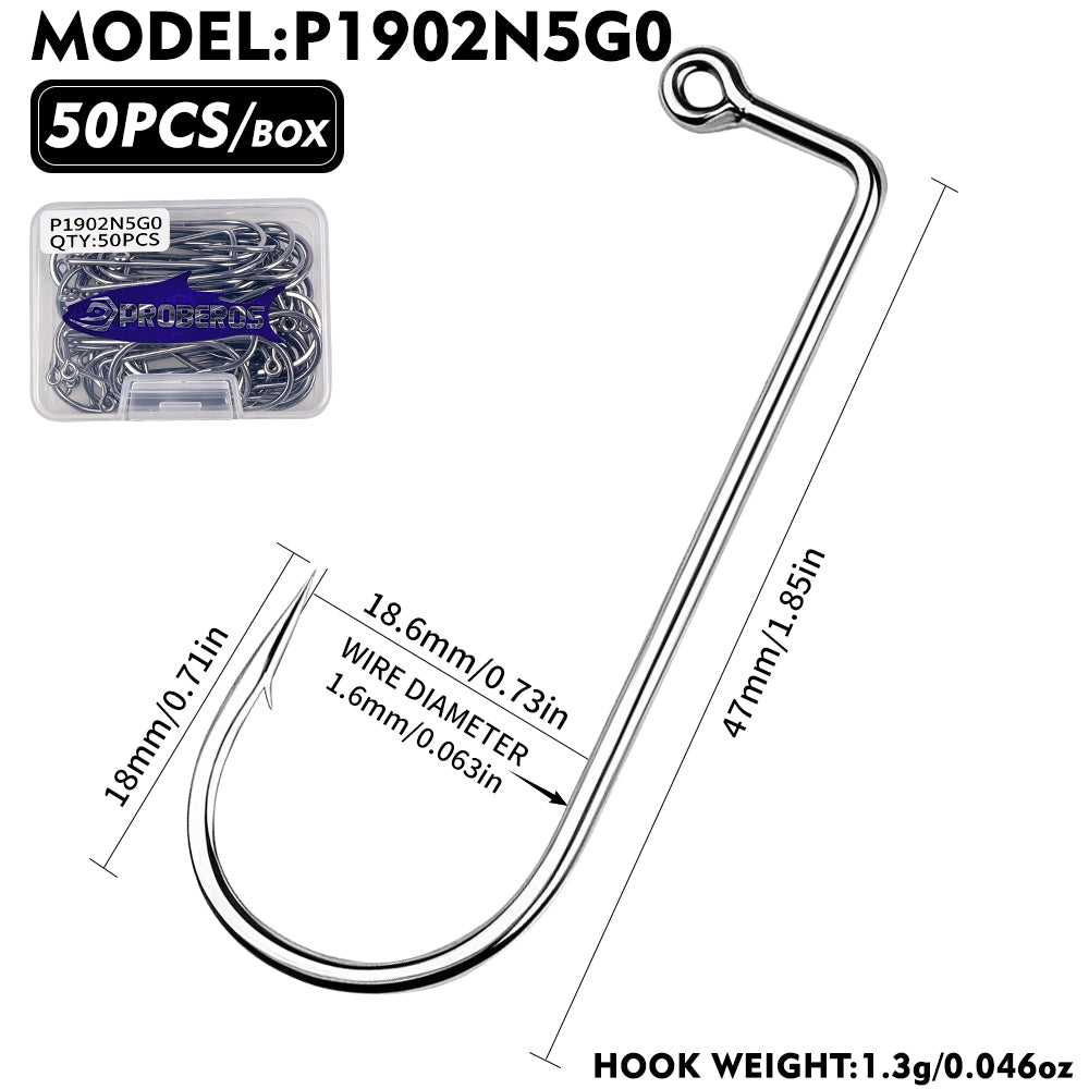 PROBEROS P1902 90 Degree Aberdeen Jig Hooks High Carbon Steel