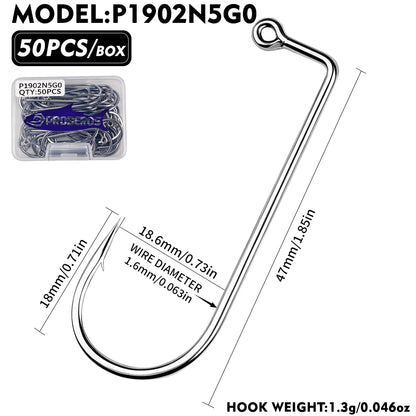 PROBEROS P1902 90 Degree Aberdeen Jig Hooks High Carbon Steel