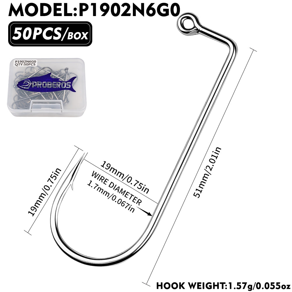 PROBEROS P1902 90 Degree Aberdeen Jig Hooks High Carbon Steel