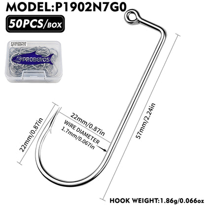 PROBEROS P1902 90 Degree Aberdeen Jig Hooks High Carbon Steel