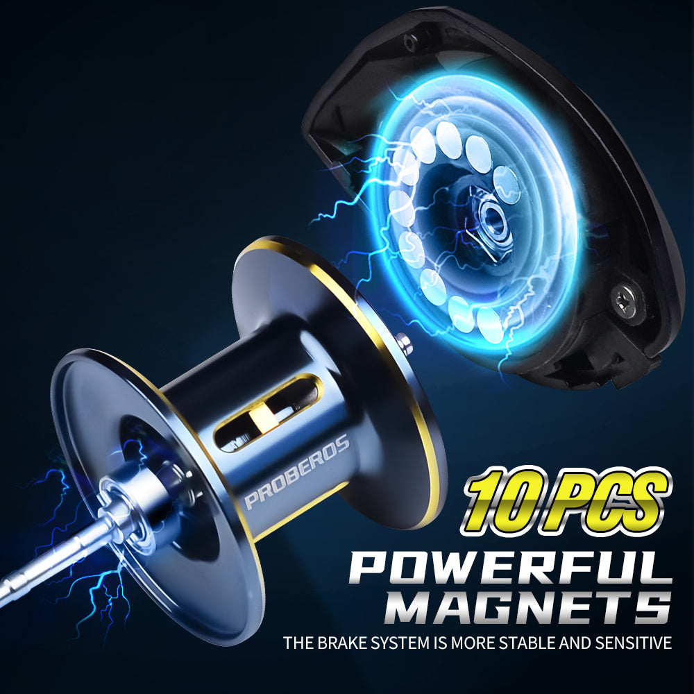 PROBEROS Low Profile Baitcasting Reel 7.2:1 Gear Ratio - P1 Ultra Light 209g 8kg Drag Fishing Reel
