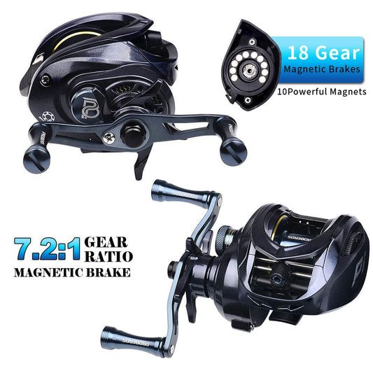 PROBEROS® baitcasting Reels Magnetic Brake System, Left and Right Handed Wheel - Proberos