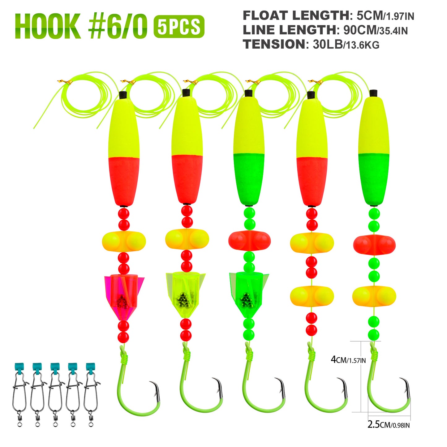 PROBEROS Catfish Floating Rig Set | Pre-Tied Circle Hook Rig for Carp &amp; CatfishPre-Tied Fishing Float Rig 6/0# -10/0# 5 PCS