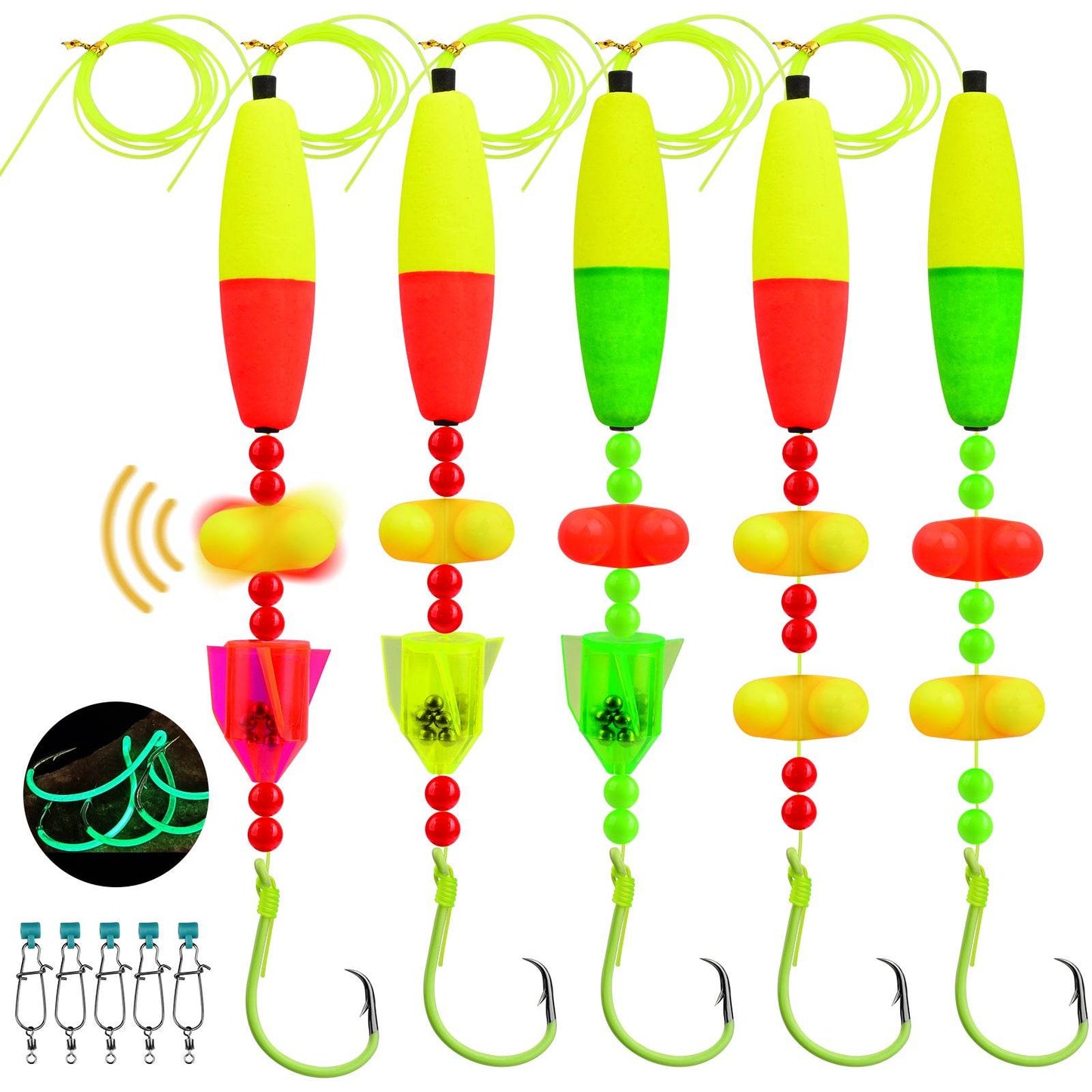PROBEROS® Catfish Floating Fishing Set Cigar Floating European Reservoir Fishing Long Cast Round Hook Eye-catching Fishing Drift Fishing Tackle Accessories 5pcs - Proberos