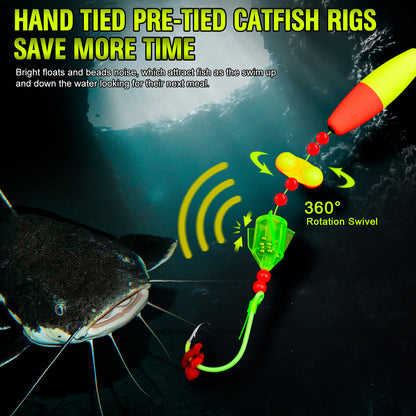 PROBEROS PJ007 Pre-Tied Catfish Float Rig Set Luminous6/0#-10/0# 5PCS
