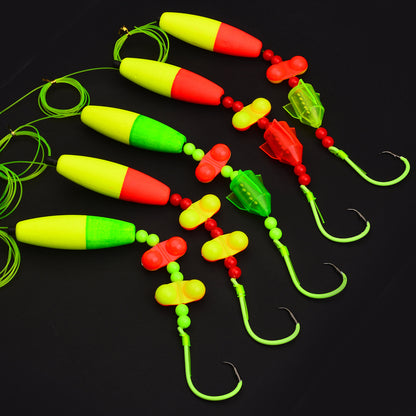 PROBEROS PJ007 Pre-Tied Catfish Float Rig Set Luminous6/0#-10/0# 5PCS
