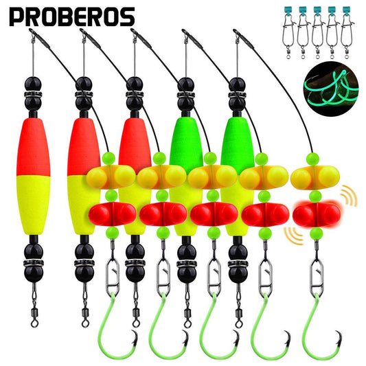 PROBEROS® Cigar Floating European Reservoir Fishing Catfish Floating Fishing Set Long Cast Round Hook Eye-catching Drift Fishing Tackle 5pcs - Proberos