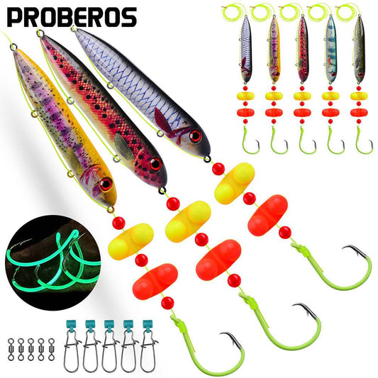 PROBEROS® Catfish Floating Fishing Rig Cigar Floating European Reservoir Fishing Long Cast Round Hook Eye-catching Drift Fishing Tackle 5pcs - Proberos