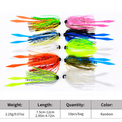 SUNLURE 10PCS/Bag Bright Skirted Fishing Lures Ready to Fish Jigs for Quick Catches 2.25g  7.5-12cm Long