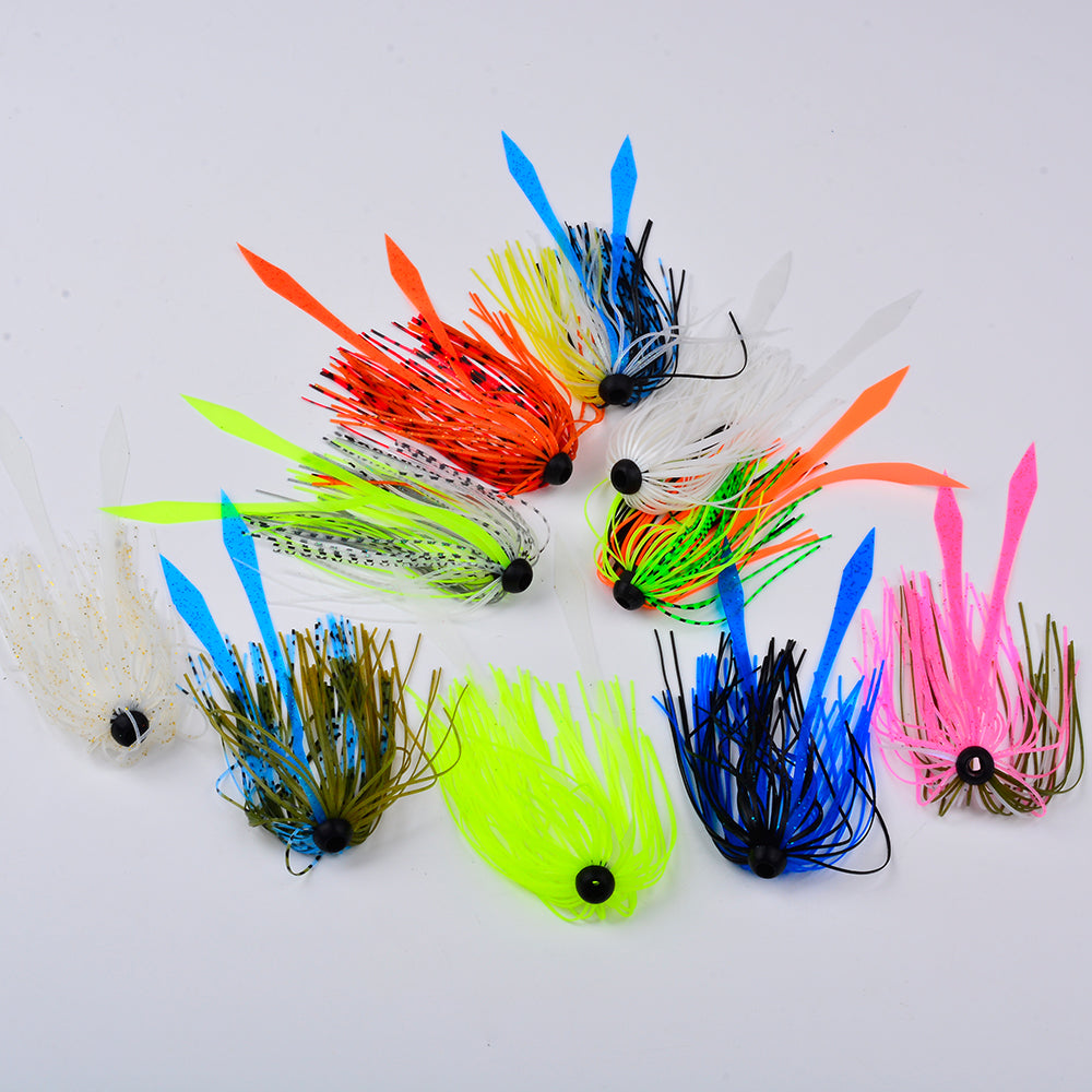 Proberos 10PC Bright Skirted Fishing Lures Ready to Fish Jigs for Quick Catches