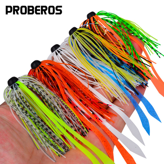 Proberos 10PC Bright Skirted Fishing Lures Ready to Fish Jigs for Quick Catches