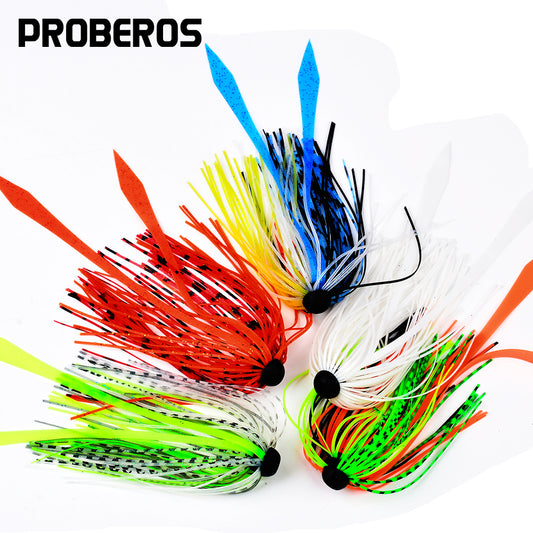 Proberos 10PC Bright Skirted Fishing Lures Ready to Fish Jigs for Quick Catches