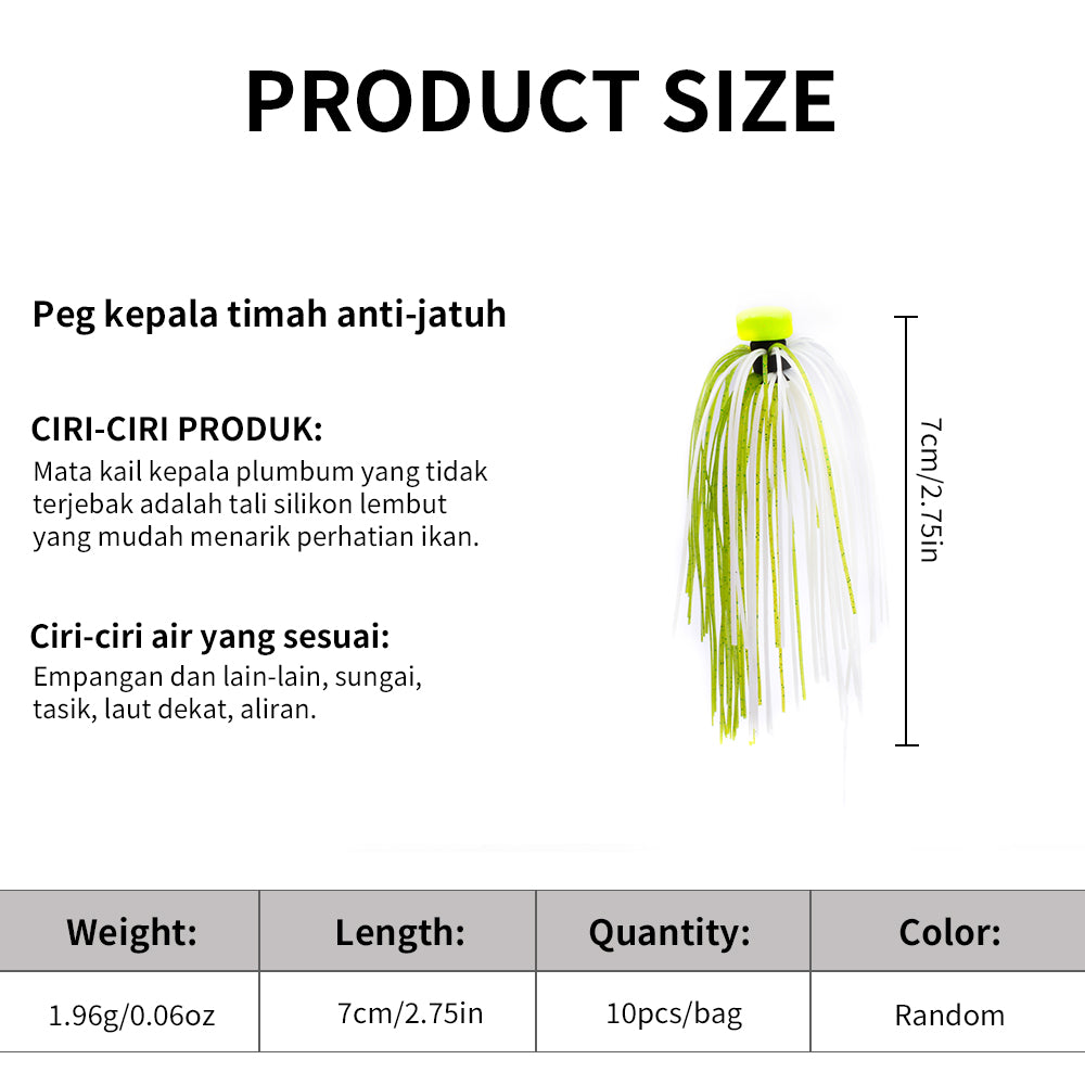 SUNLURE Silicone Skirt Tails 10PCS/Bag, Random Colors 1.96g Fishing Skirt Tails for Jigs &amp; Spinnerbaits