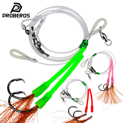 PROBEROS 2Sets Saltwater Jigging Assist Hooks 1/0#-10/0# High Carbon Steel Fishing Hooks