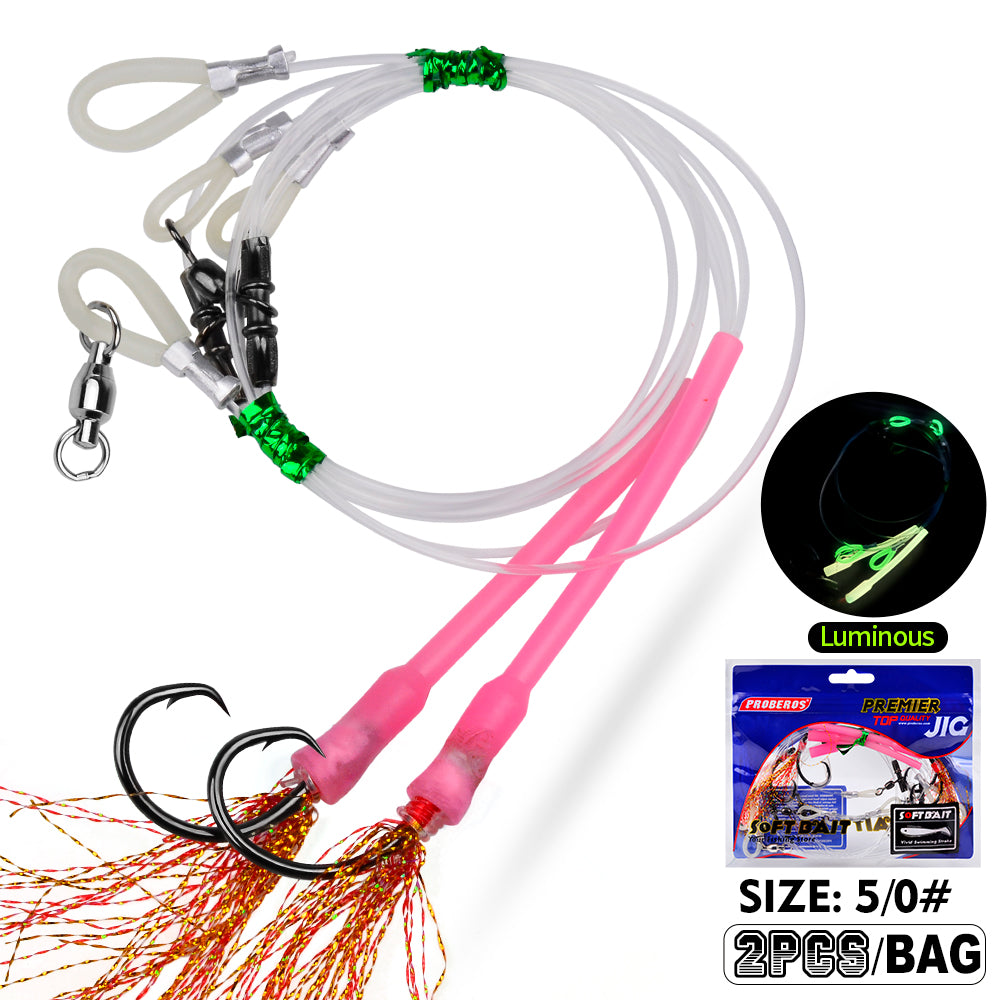 PROBEROS 2Sets Saltwater Jigging Assist Hooks 1/0#-10/0# High Carbon Steel Fishing Hooks