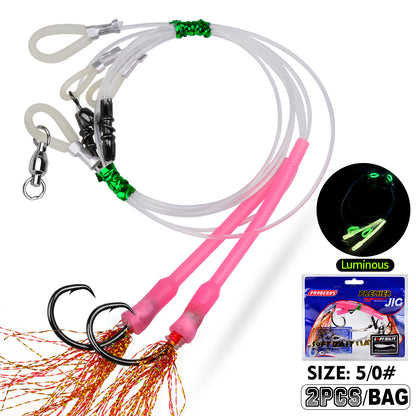 PROBEROS 2Sets Saltwater Jigging Assist Hooks 1/0#-10/0# High Carbon Steel Fishing Hooks