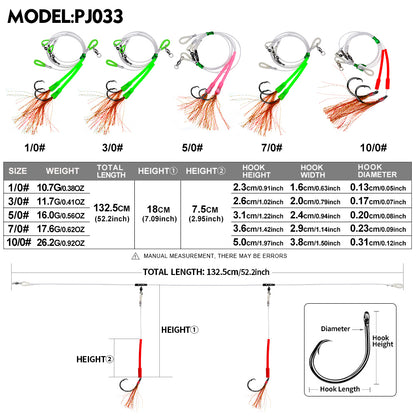 PROBEROS 2Sets Saltwater Jigging Assist Hooks 1/0#-10/0# High Carbon Steel Fishing Hooks