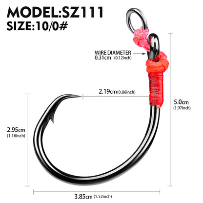 PROBEROS 5 pcs Saltwater Jigging Assist Hooks 6/0#-10/0# High Carbon Steel Fishing Hooks