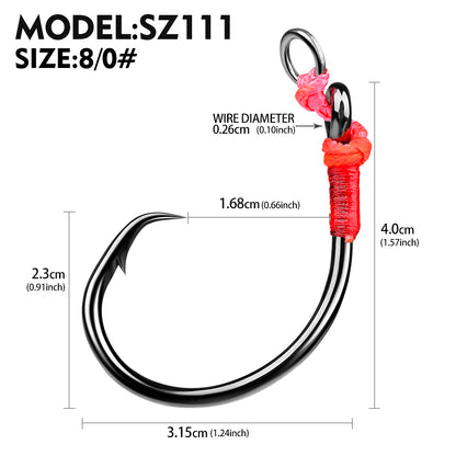 PROBEROS 5 pcs Saltwater Jigging Assist Hooks 6/0#-10/0# High Carbon Steel Fishing Hooks
